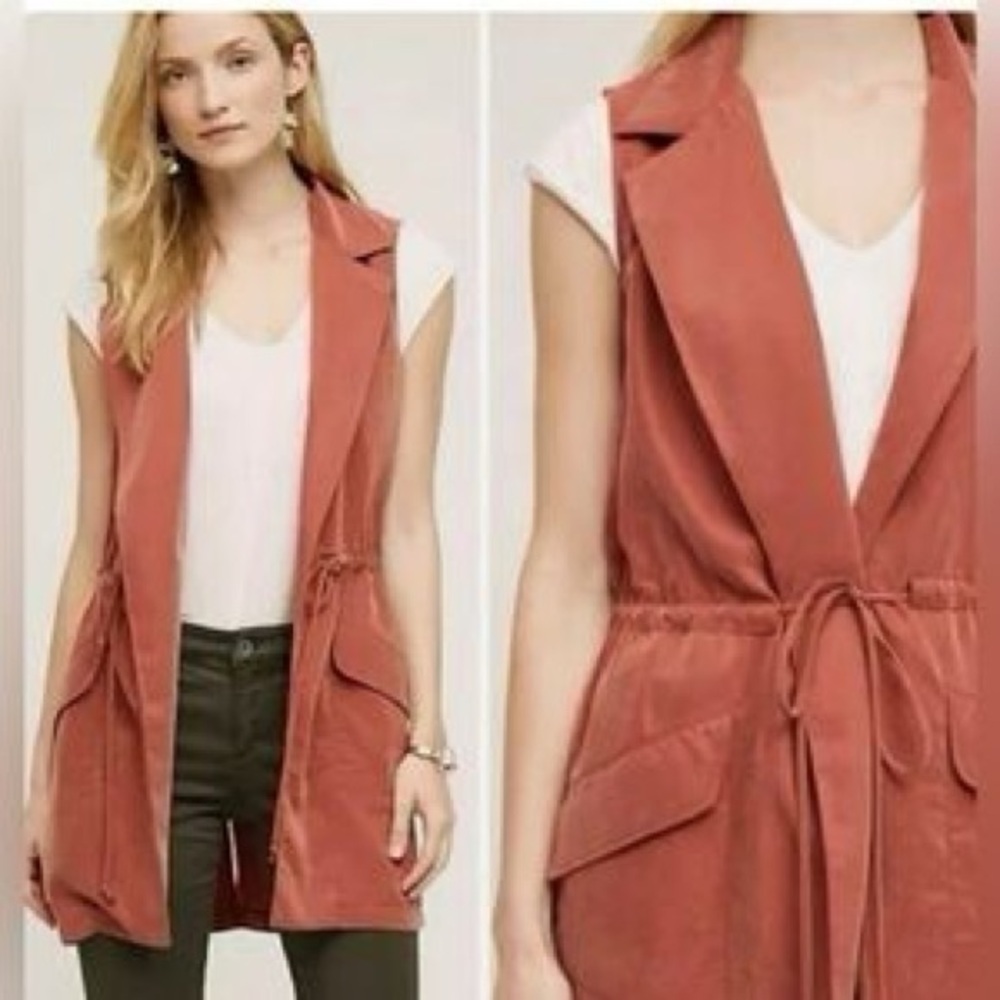 Anthro “Old Town Vest” XS lightweight sleeveless rust/orange vest with pockets